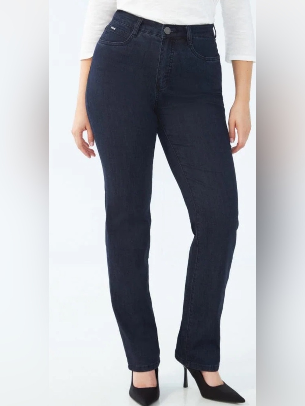 CURVY French Dressing Jeans PEGGY 🇨🇦  defined waist/curvy hips INDIGO US 12P EUC